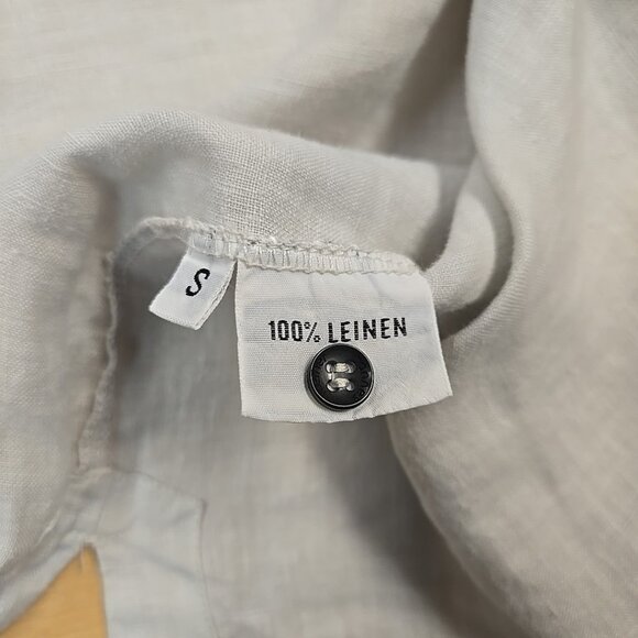 Hannes Roether Henly Shirt 100% Linen Women's Size Small Light Gray Collared - Picture 7 of 8